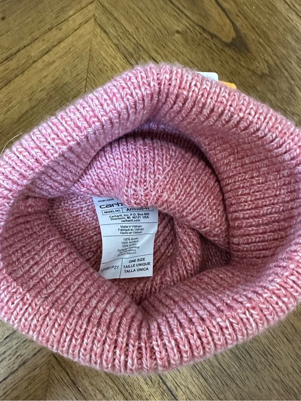 Carhartt Women’s Pink Heathered Cuffed Beanie with Logo Patch